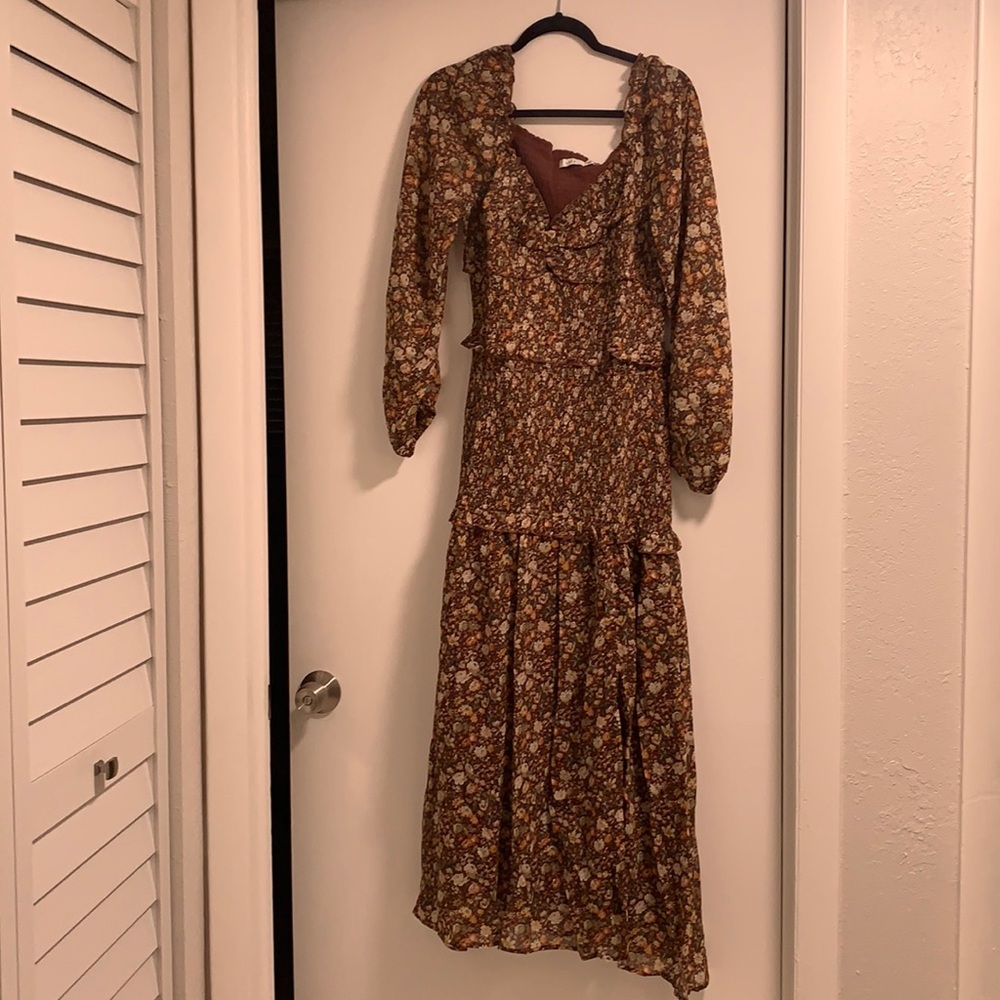 Brand new never worn Smocked floral shimmer maxi dress